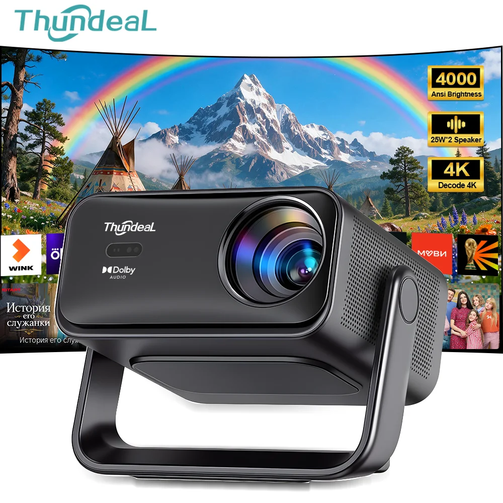 ThundeaL VIDAA TD99W 4K Full HD Projector TD99W 50W Dolby Home Cinema WiFi 3D Voice Control Portable Beam Projector Outdoor