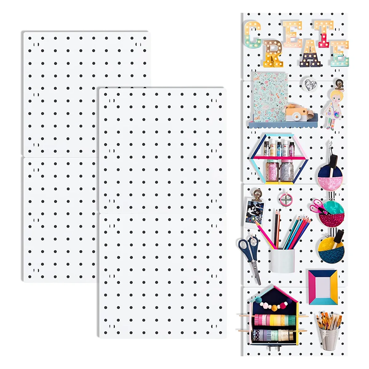 Pegboards, Pegboard Wall Organizer Panels, Boards for Wall, Craft Room, Kitchen, Garage, Living Room, Bathroom(4Pcs)