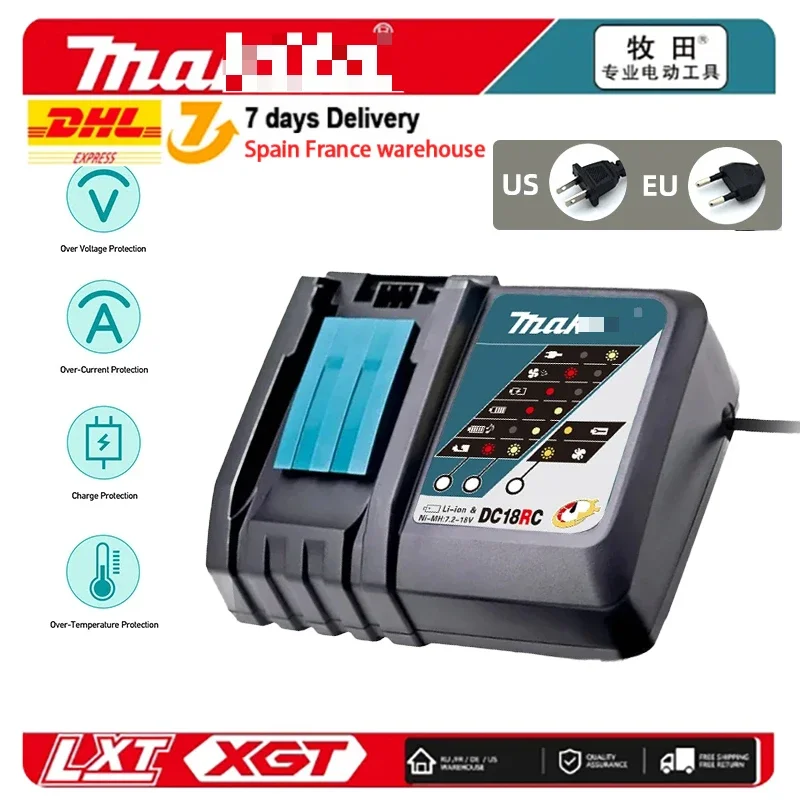 Makita original DC18RC lithium-ion battery 3A charger, for 18V 14.4V Makita BL1860 BL1850, BL1840, BL1830,electric tool chargers