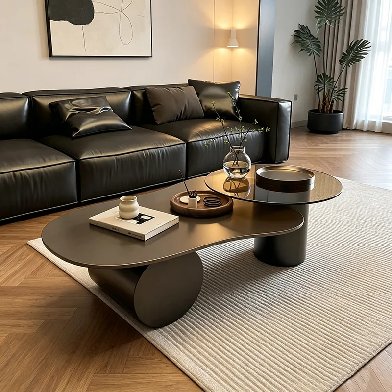 Italian Minimalist Coffee Table Oval Modern Nordic Glamour Coffee Table Beauty Trendy Table Basse Salon Living Room Furniture