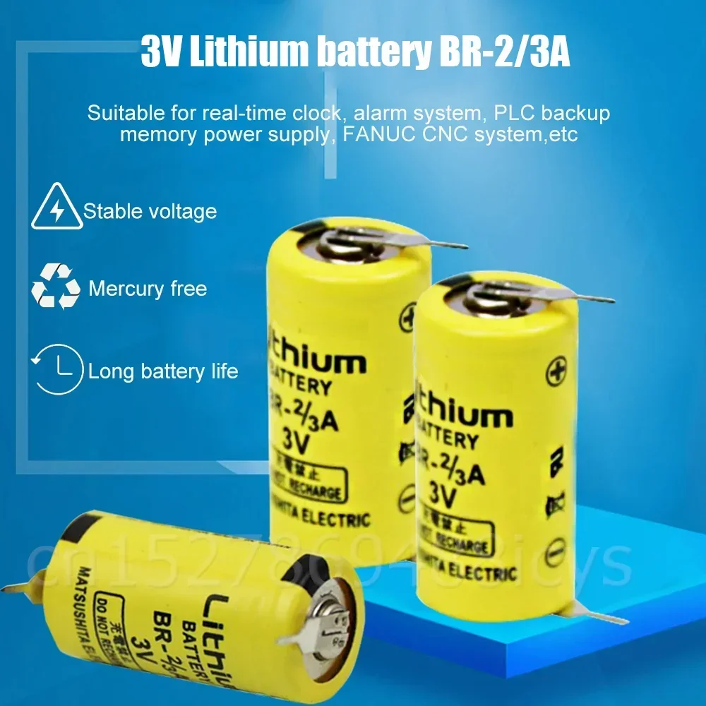 20PCS Original BR-2/3A BR2/3A BR-2/3 17335 3V 1200mAh Lithium Batteries With Pins For Real-time Clock FANUC PLC Battery