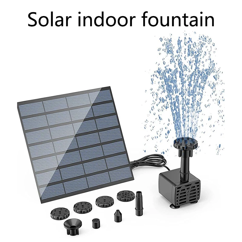 

11 * 11cm Solar Water Fountain Set, 200L/H Solar Fountain Pump Solar Powered Water Pump for Bird Bath Fish Tank Pond (1 set)