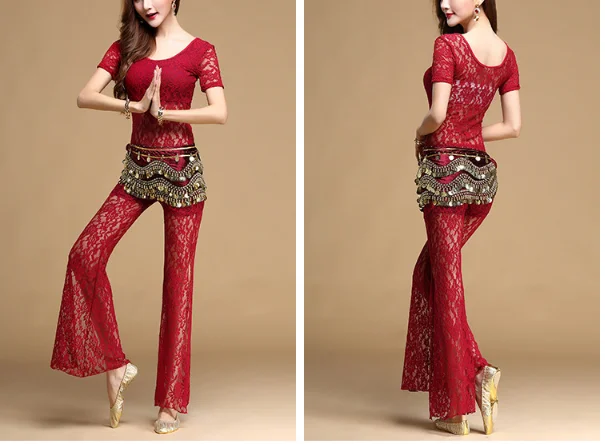 2022 The New Sexy belly dance trousers lace split pants for women belly dance trousers dance Practice clothes trousers M L