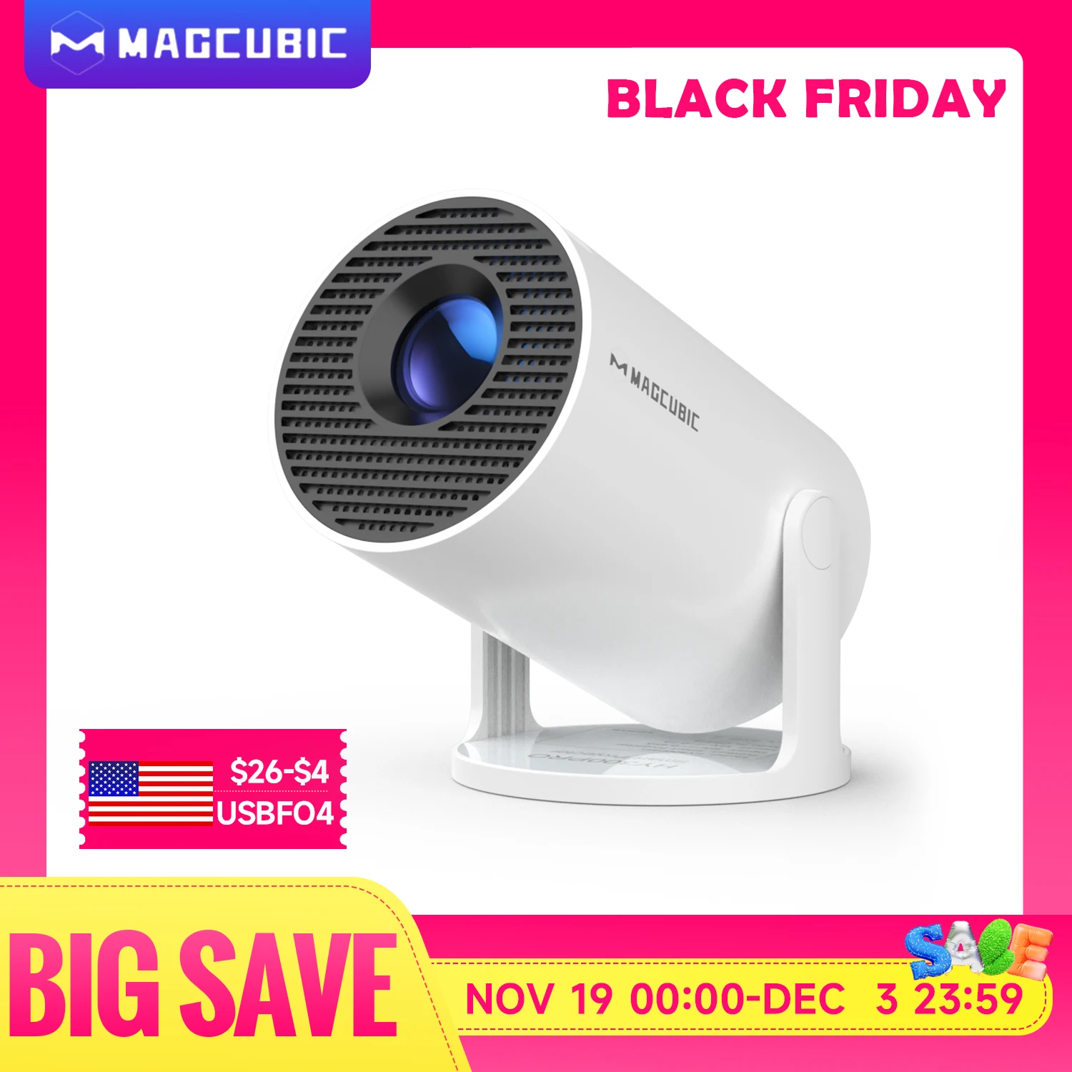 Magcubic Projector HY300 Pro 4K Android 11 Dual Wifi6 290ANSI Allwinner H713 BT5.0 1080P 1280*720P Home Cinema Outdoor Projetor