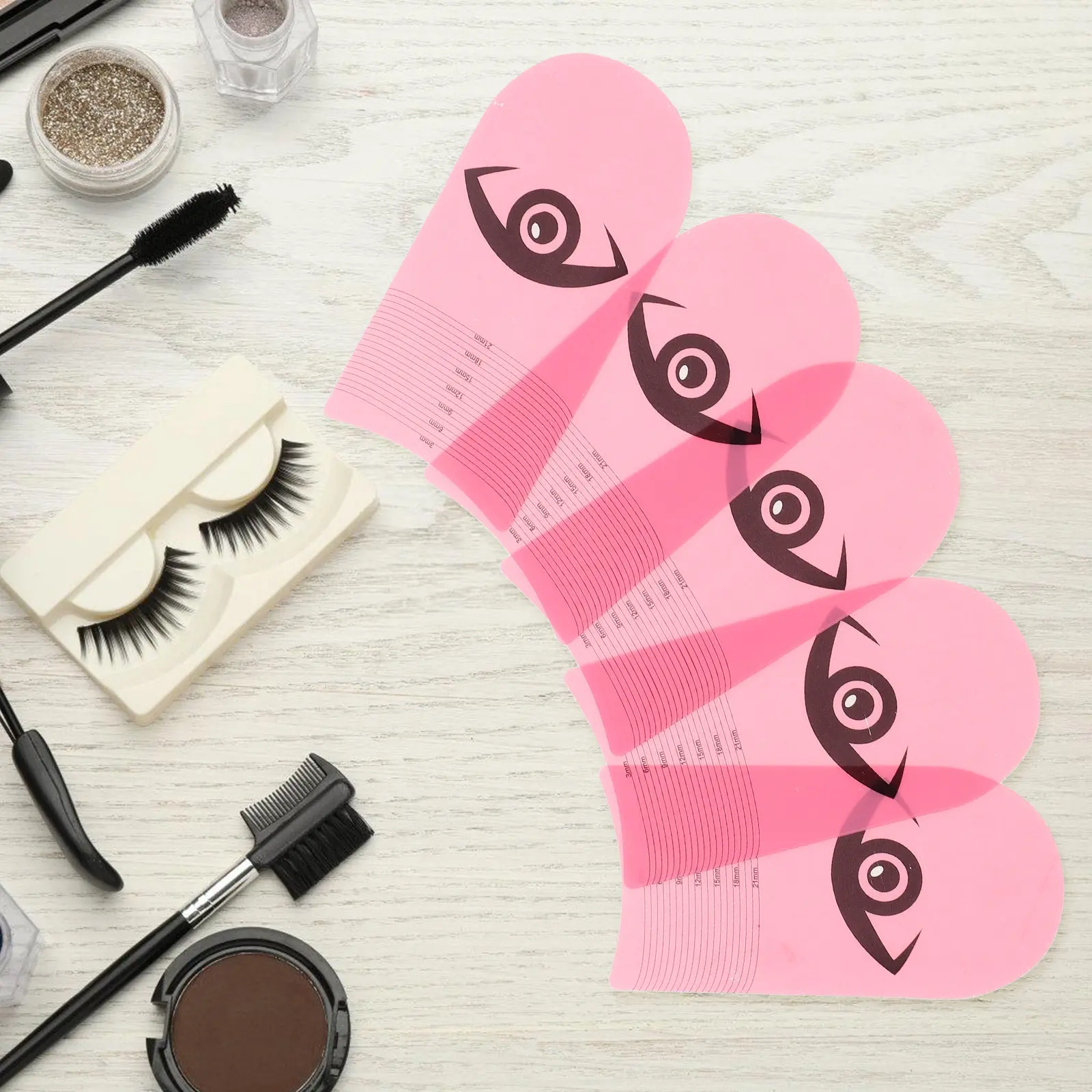 5Pcs Eyelash Measuring Rulers Lash Stencil Tools for Accurate Eyelash Extension Length Curling Degree Measurement
