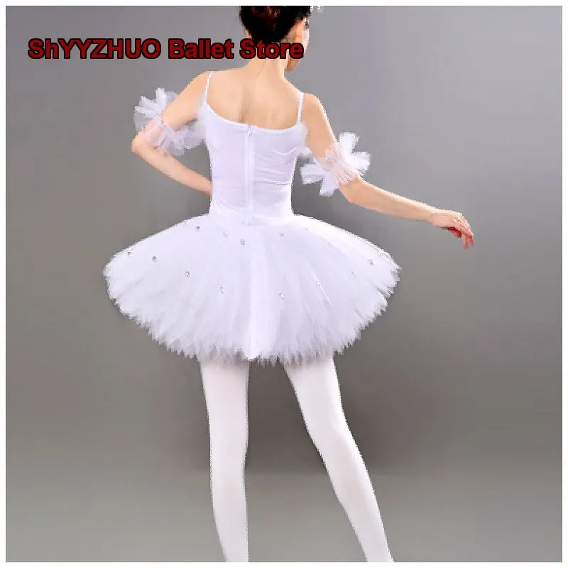 Women's Adult White Tutu Dress with Swans for Male Cross-Dressing in Annual Gala Performances