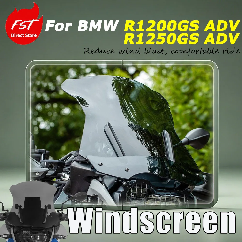For BMW R1200GS ADV/ R1250GS ADV Replacement accessories: Windshield heightening device, imported glass for windshield
