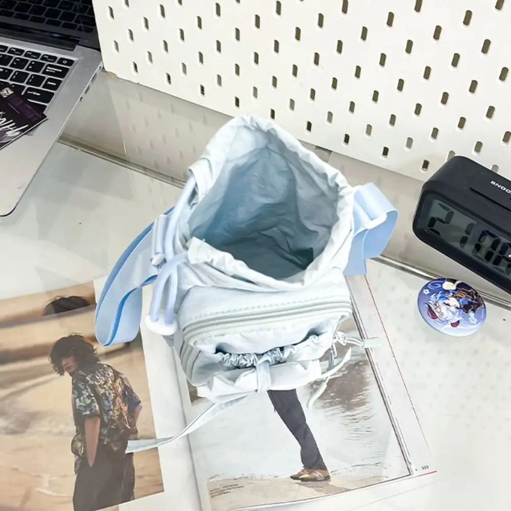 Nylon Rope Bow Drawstring Crossbody Bags Coin Pouch Casual Nylon Shoulder Bag Korean Style Solid Color Mobile Phone Bag Travel - view 6