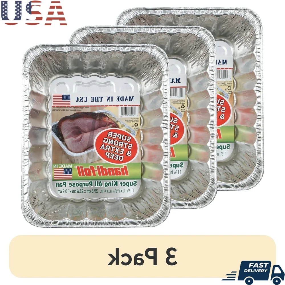 Paquete de 3 sartenes profundos de papel de aluminio para cocinar todo uso, cazolas ideales para asar verduras, fácil de limpiar, respetuosas con el medio ambiente