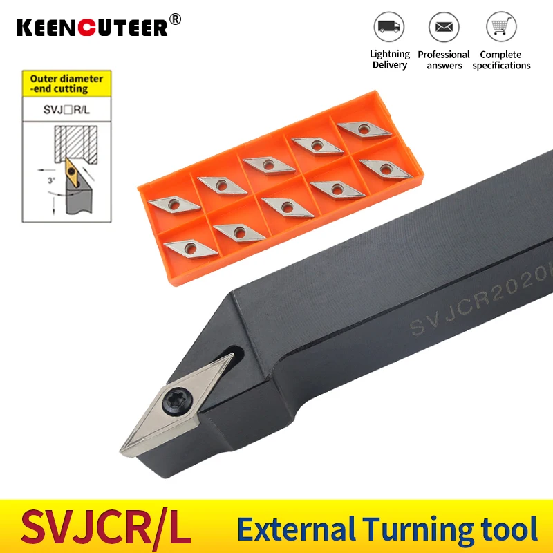 1pc SVJCR1616H16 SVJCR2020K16 SVJCR2525M16 External Turning Tool Holder VCGT/VCMT16 Carbide Inserts Lathe Bar Cutting Tools Set