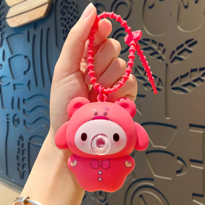 Cartoon Blowing Bubble Toy Butter Bear Keychain Cute Pink Piglet Backpack Pendant Keyring Stress Relief Toy 1pcs