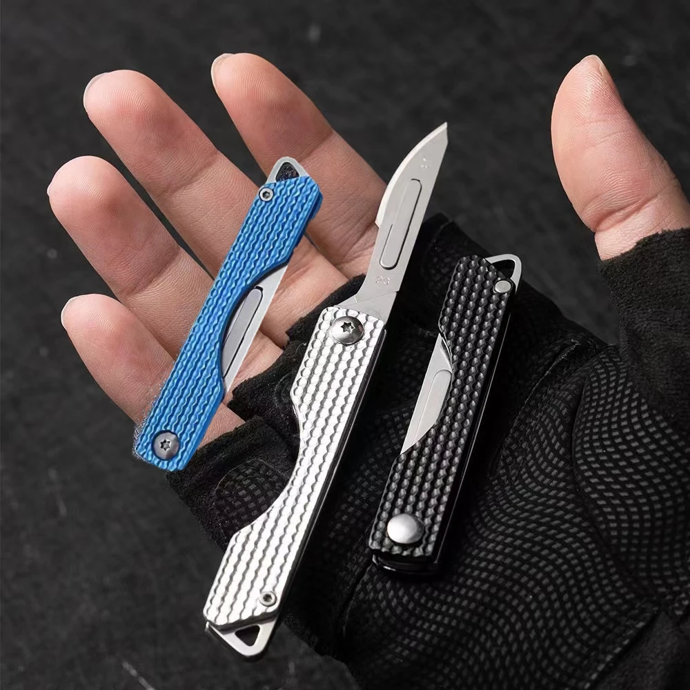 New Art Knife Outdoor Folding Keychain Small Blade Sharp High Hard Portable EDC Surgical Handle Mini Portable