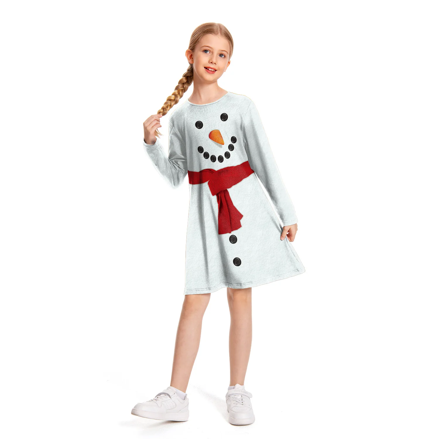 فستان عيد الميلاد للفتيات بقلنسوة وأكمام طويلة زي مهرجان سانتا كلوز للأطفال ملابس السنة الجديدة ملابس تنكرية لحفلات عيد الميلاد