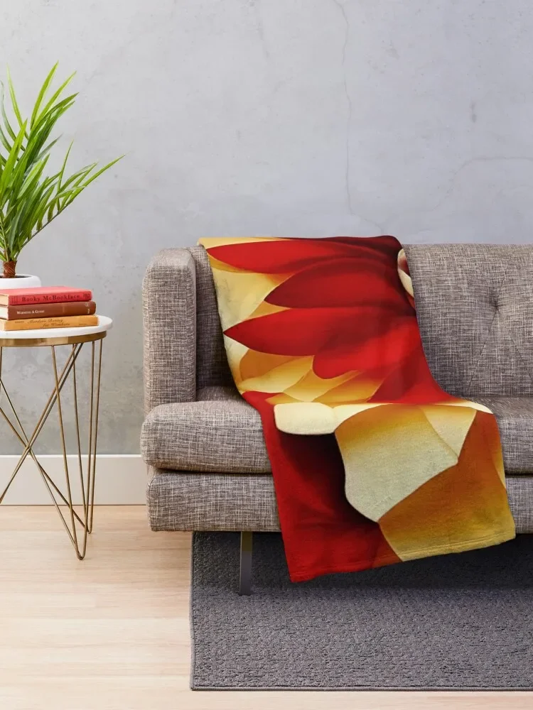 Red and Yellow Floral Sculpture Throw Blanket Furrys Sofas Blankets