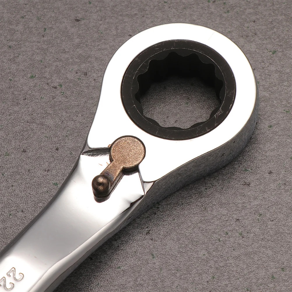 Chiave a cricchetto bidirezionale 22mm Acciaio premium Durevole a sgancio rapido Testa tonda Strumento professionale per macchie strette Riparazione di emergenza