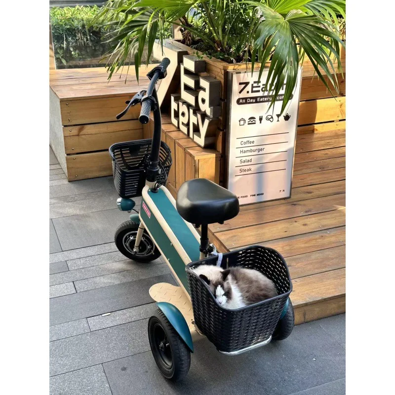 New Electric tricycle Small Older Scooter Foldable Mini Electric Bicycle Adult Elderly Electric Scooter 350W36V12AH Retro Ebike