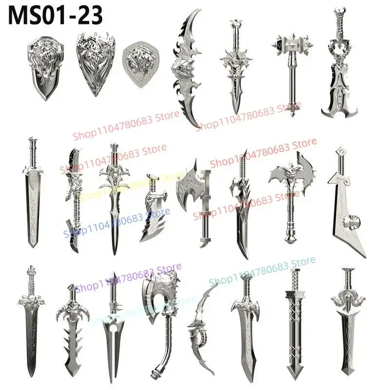 Klocki MOC Metalowy Wykończenie Gigantyczny Miecz Akcesorium Mini Figurka Model do Składania Ekspozycja Anime Zabawka Akcesorium Prezent Kolekcjonerski