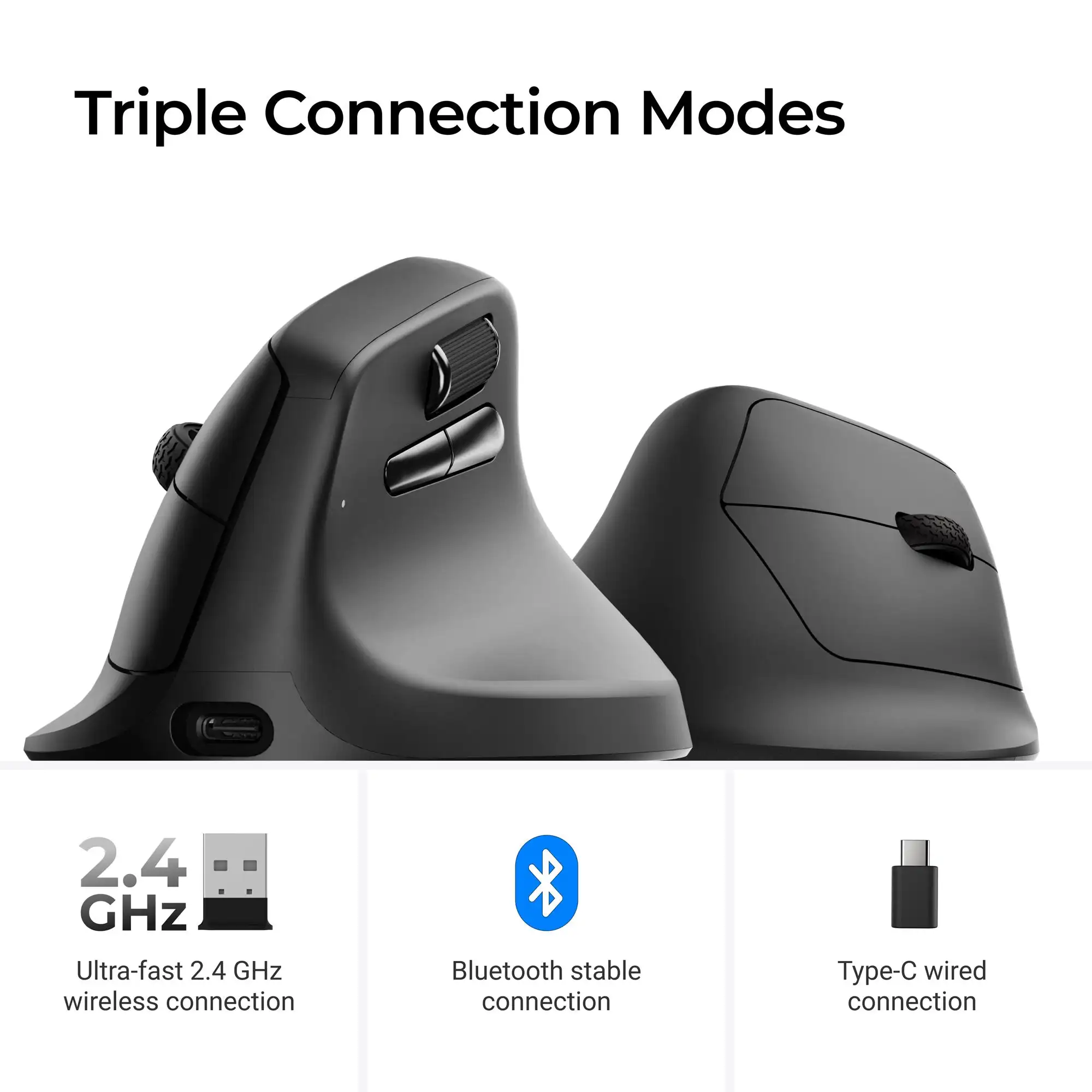 Keychron M5 Wireless Ergonomic Mouse Optical 8K Polling Rate 2.4GHz & Bluetooth Type-C Mice 3950 Sensor