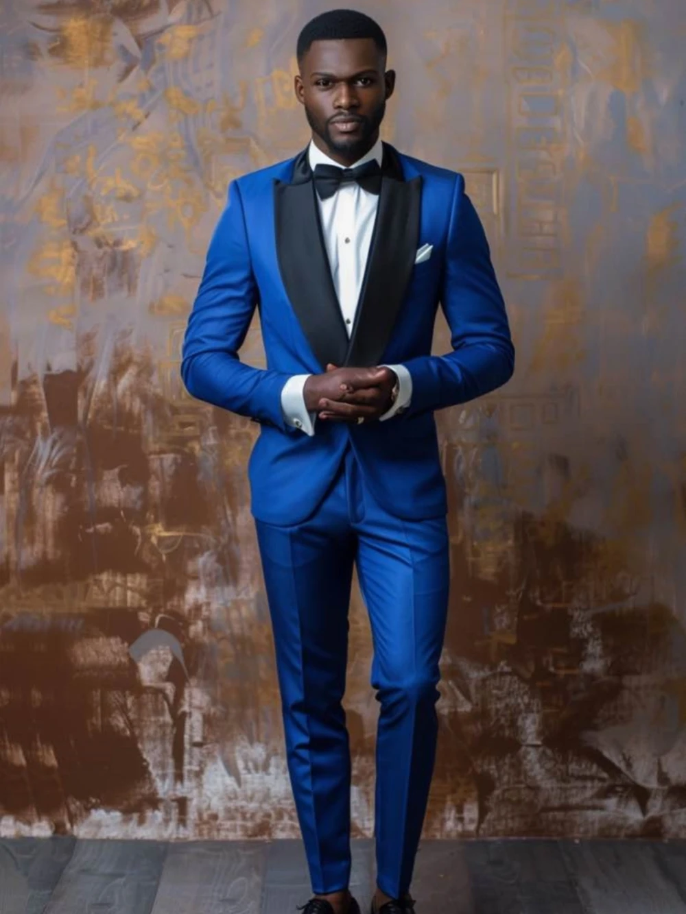 Blue High Quality Men's Tuxedo 2 Pieces Jacket Pants Prom Wear Classic Elegant Full Sleeve Suit Set For Men Wedding Groom Sets