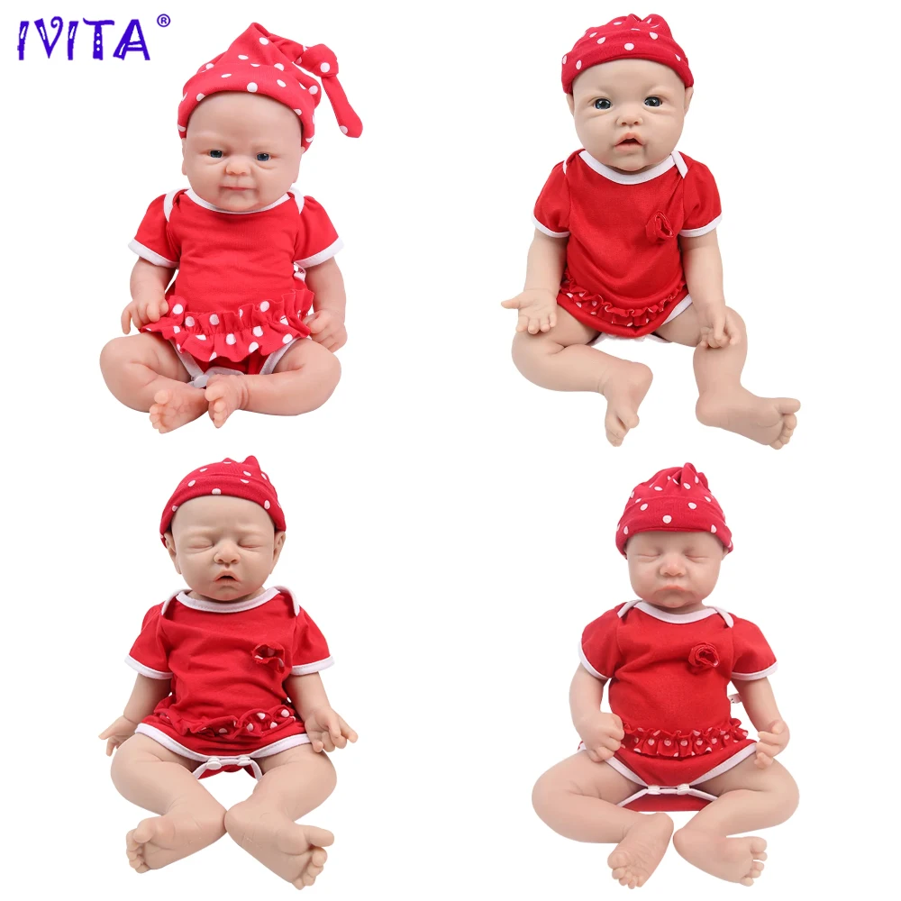 IVITA 100% Silicone Reborn Baby Dolls Painted Realistic Newborn Lifelike  Bebe Doll Wholesale Toys for Children Christmas Gift