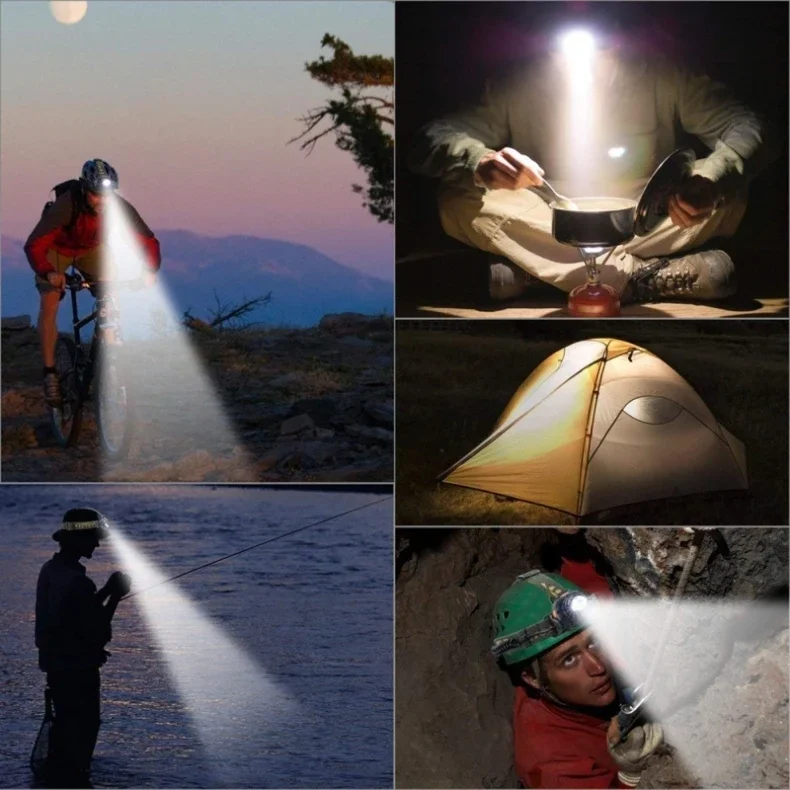 Most Powerful LED Headlamp 18650 Rechargeable Headlight Outdoor Waterproof Head Lamp High Lumen Head Light Head Flashlight