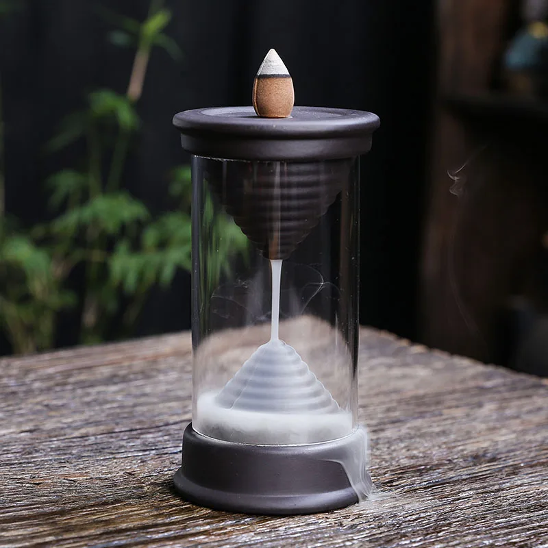 Purple sand return aromatherapy stove ornament creative small windshield small hourglass waterfall return incense burner crafts