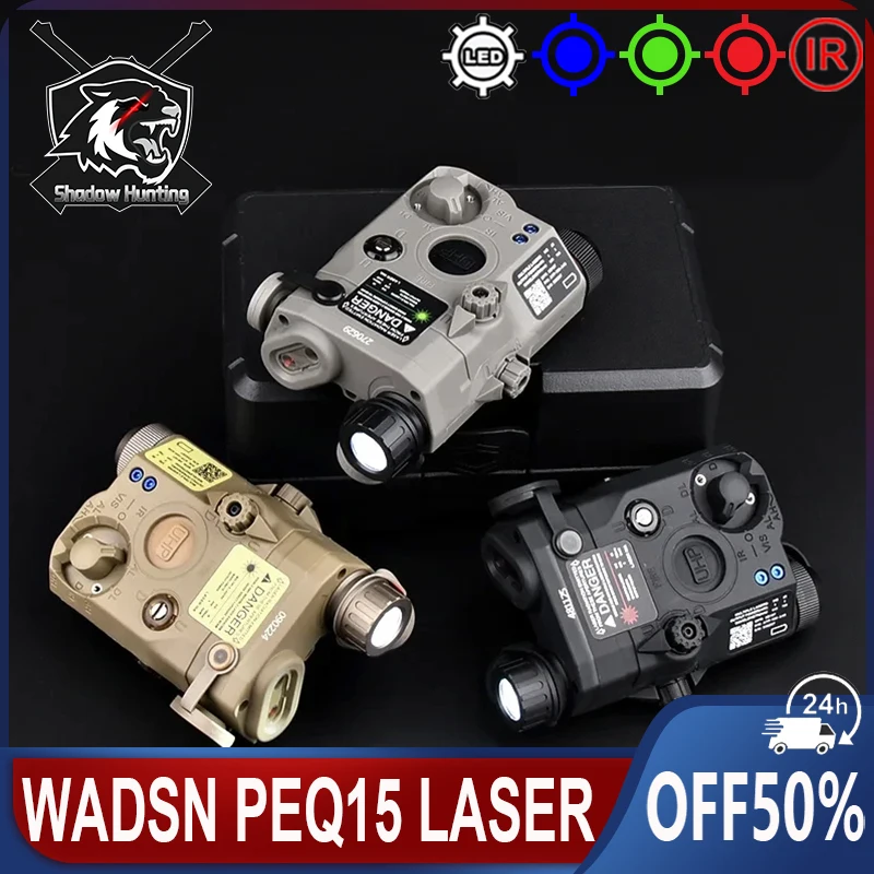 

WADSN PEQ-15 LA-5C UHP Indicator Green Blue Red Dot IR Sight 200 Lumens White LED Strobe Light Scout Laser Flashlight Fit 20 MM