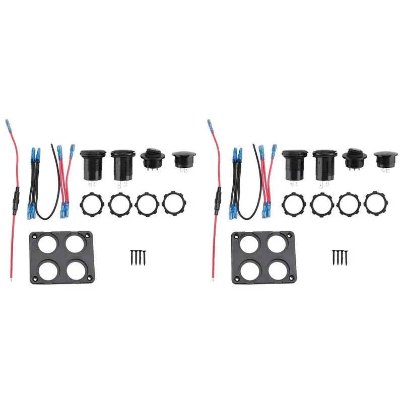 

2X Marine Boat RV 12V Socket Panel, 4 In 1 DC Power 12V Outlet Panel Multi USB Fast With Toggle Switch