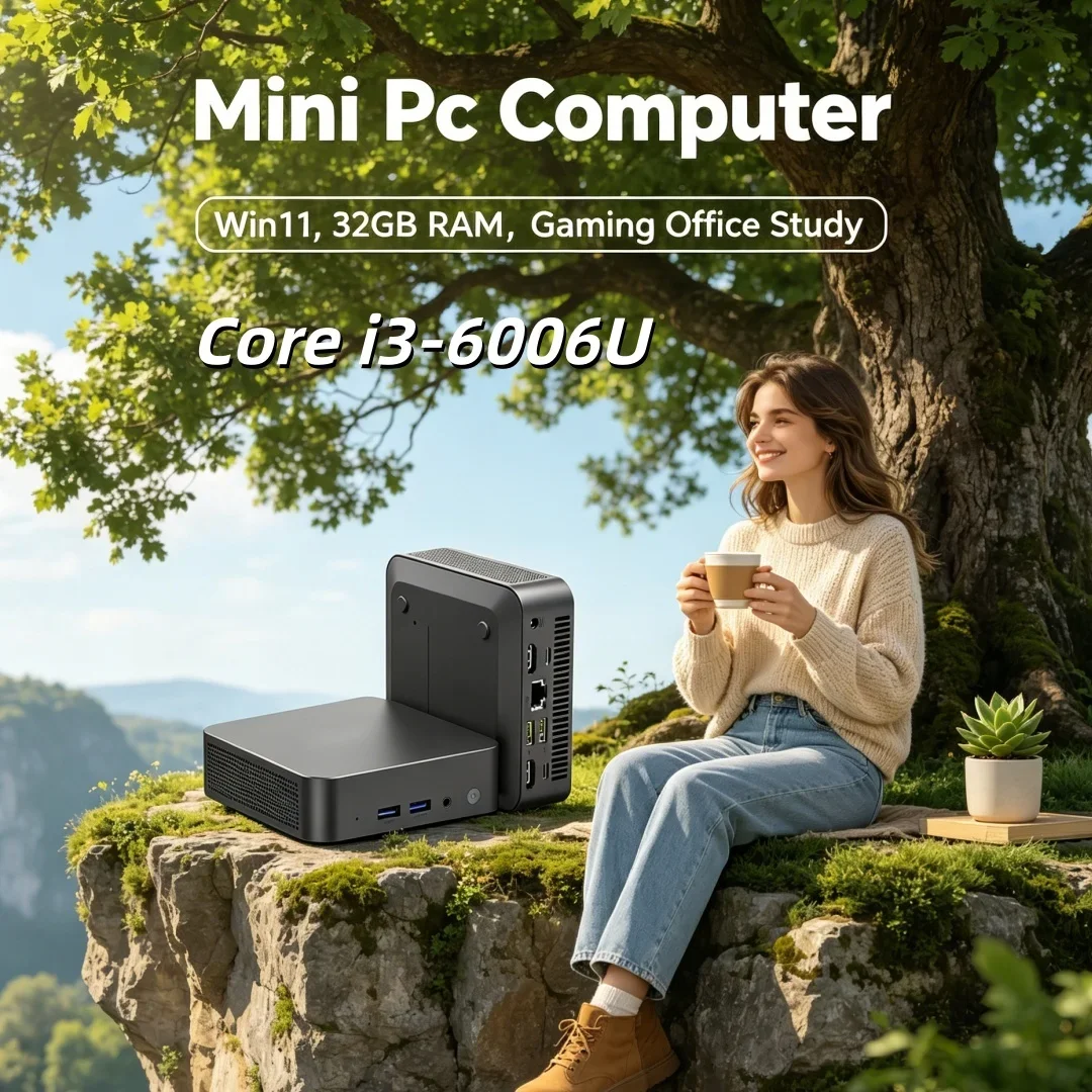 

Core I3-6006U Energy Efficient Mini Desktop PC Windows 11 Pro 4K HD Display 32GB RAM 1TB/2TB SSD WIFI 6 BT5.2