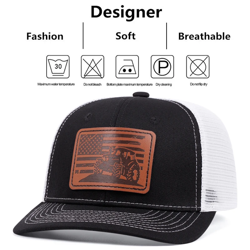 New Car Pattern Leather Label Men's Fashion Duck Tongue Hat Adjustable Hip Hop Baseball Hat Sunshade Truck Cowboy Caps