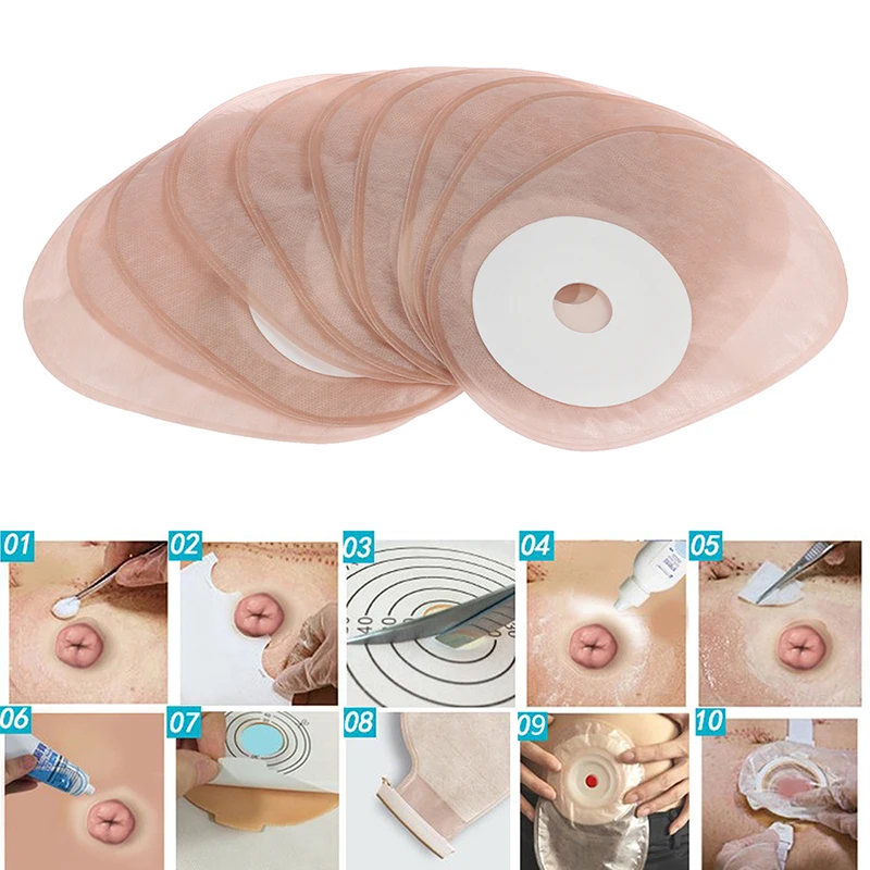 10PCS One-piece System Colostomy Bags Disposable Ostomy Drainable Single Pouch