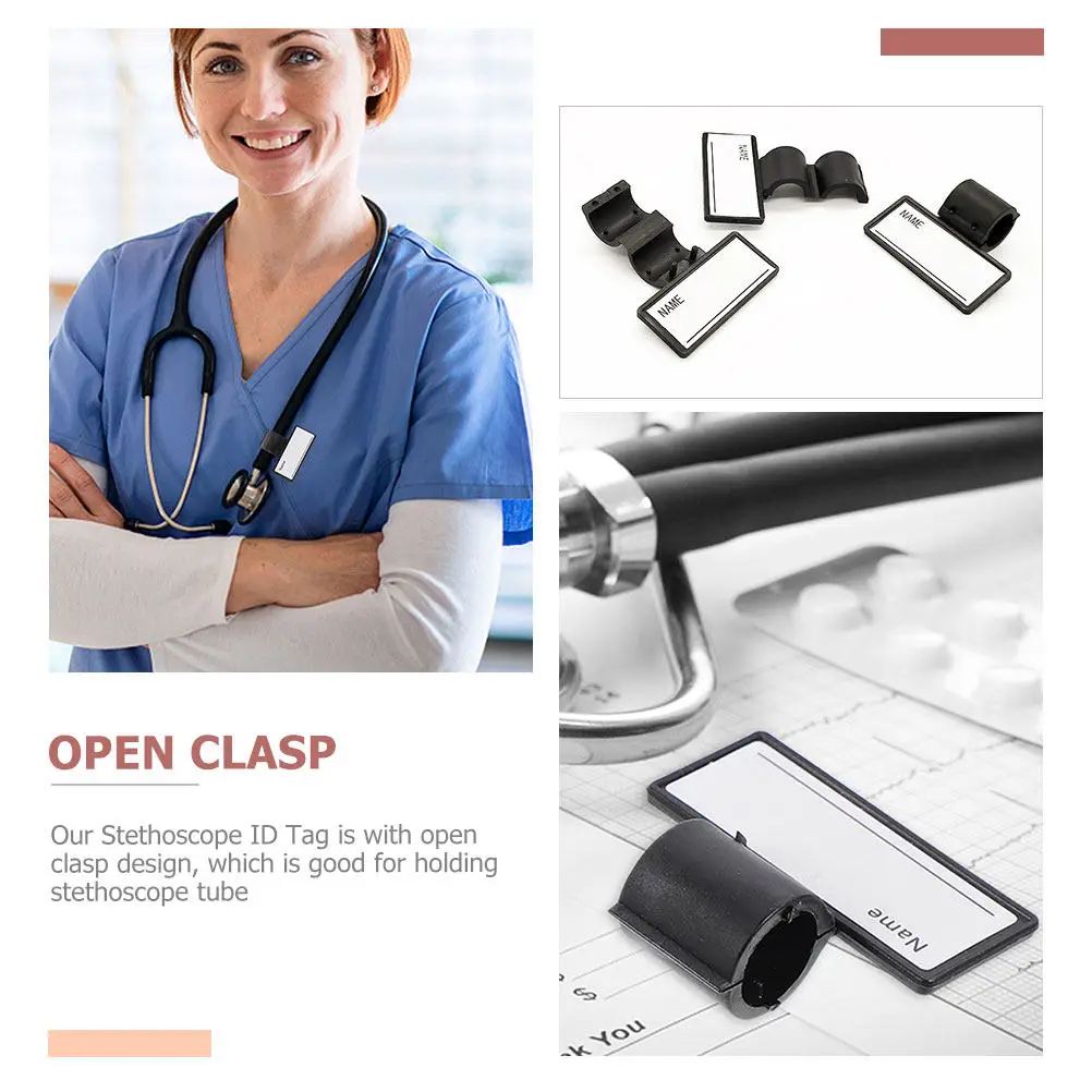 8Pcs Stethoscope Name Tags Reusable Personalized Name Id Plate with Sticker Surface Compact Lightweight for Nurses Doctors