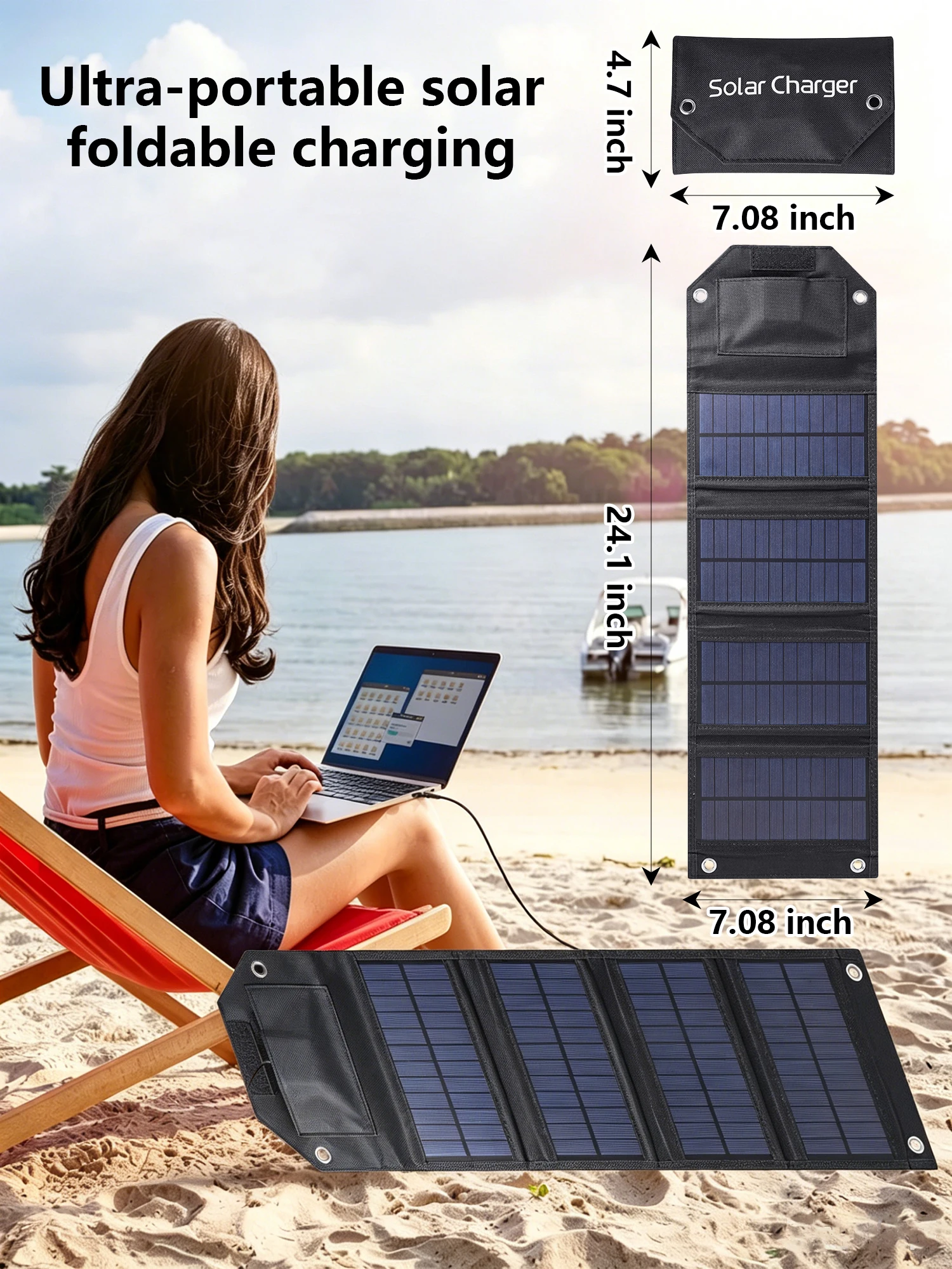 Foldable Solar Panel 60W 80W 100W Portable Solar Charger, Power Bank & Flashlight, 5V USB-C Phone Charger for Outdoor Camping