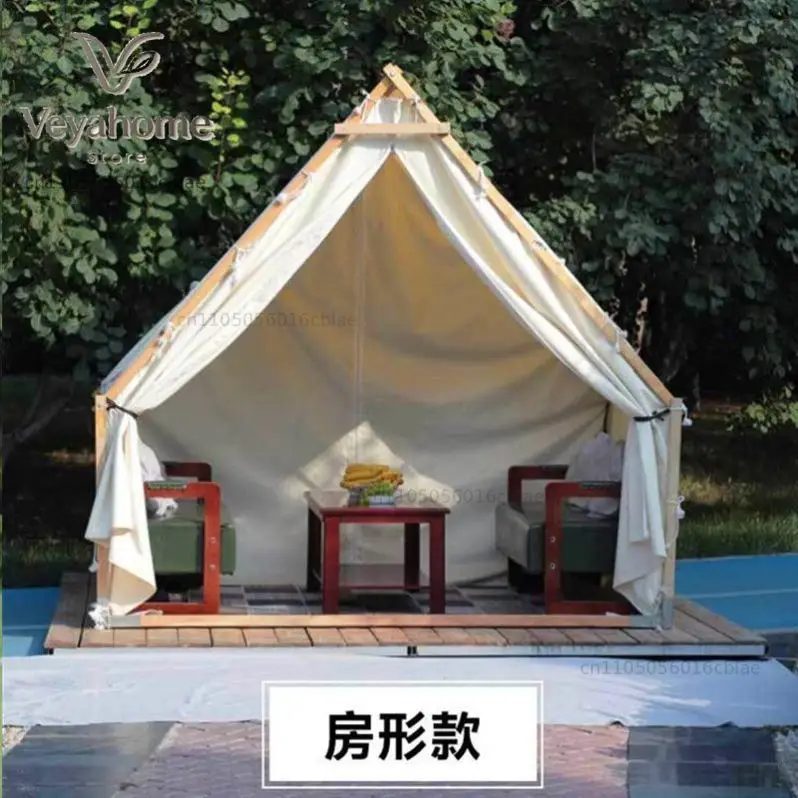 Internet celebrity outdoor tent bed and breakfast camping rainproof triangle room tent indoor hot pot outdoor rooftop tent