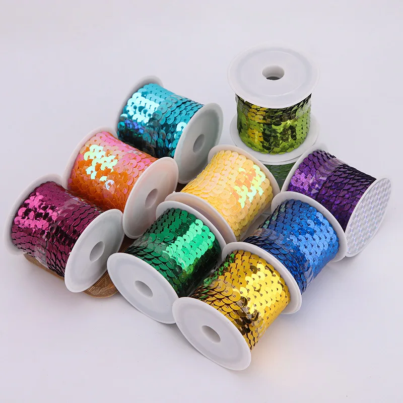 4.5M/Roll 6mm Sequins Ribbon Round Flat Sequins Laser Giltter Paillettes Sequins Wedding Crafts DIY Scrapbooking Pendant Decor