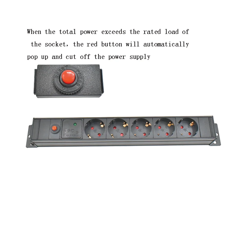 Aluminum alloy shell PDU power board EU socket 1-10AC, with overload protection and surge protection