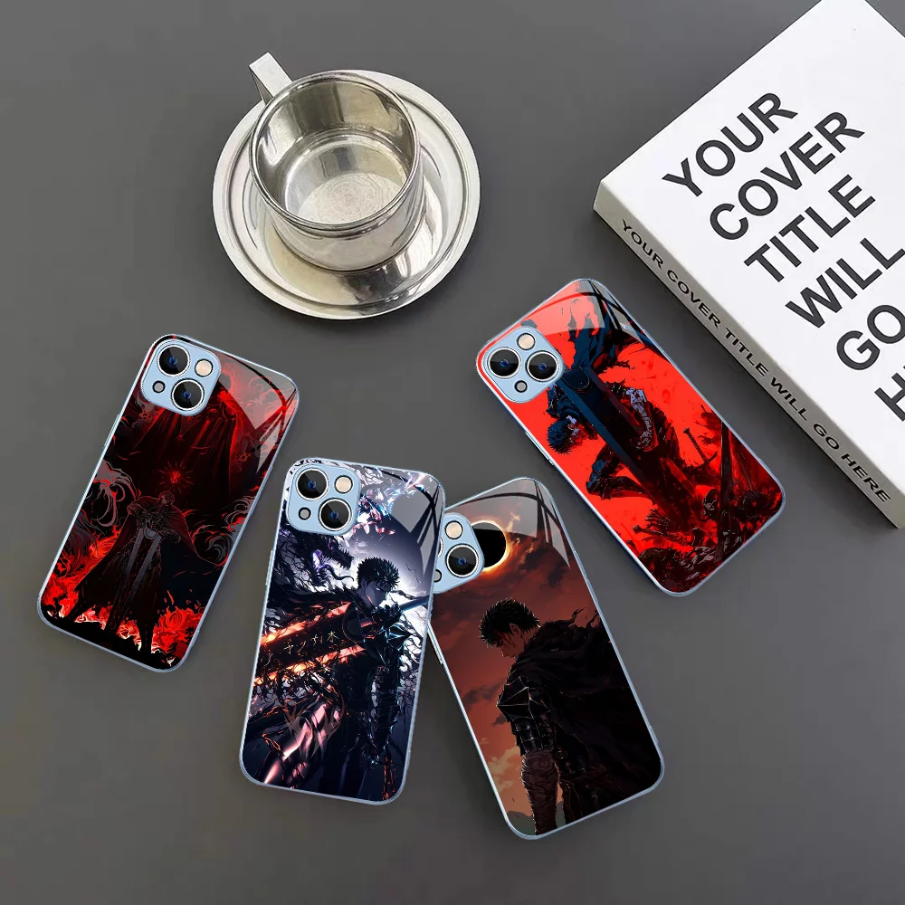 Anime B-Berserk G-Guts Phone Case For IPhone 14 13 12 Mini 11 Pro XS Max X XR 14 Plus Tempered Glass Cover