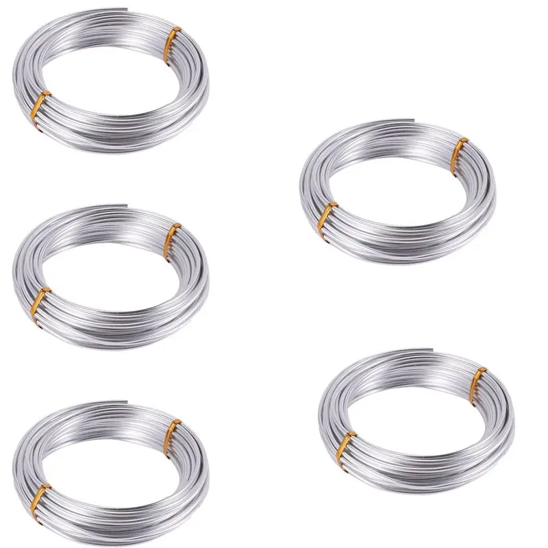

AB47-5Pcs 3Mm Aluminium Wire 10M Craft Silver Wire For Jewellery Making Clay Modelling Bonsai And Model
