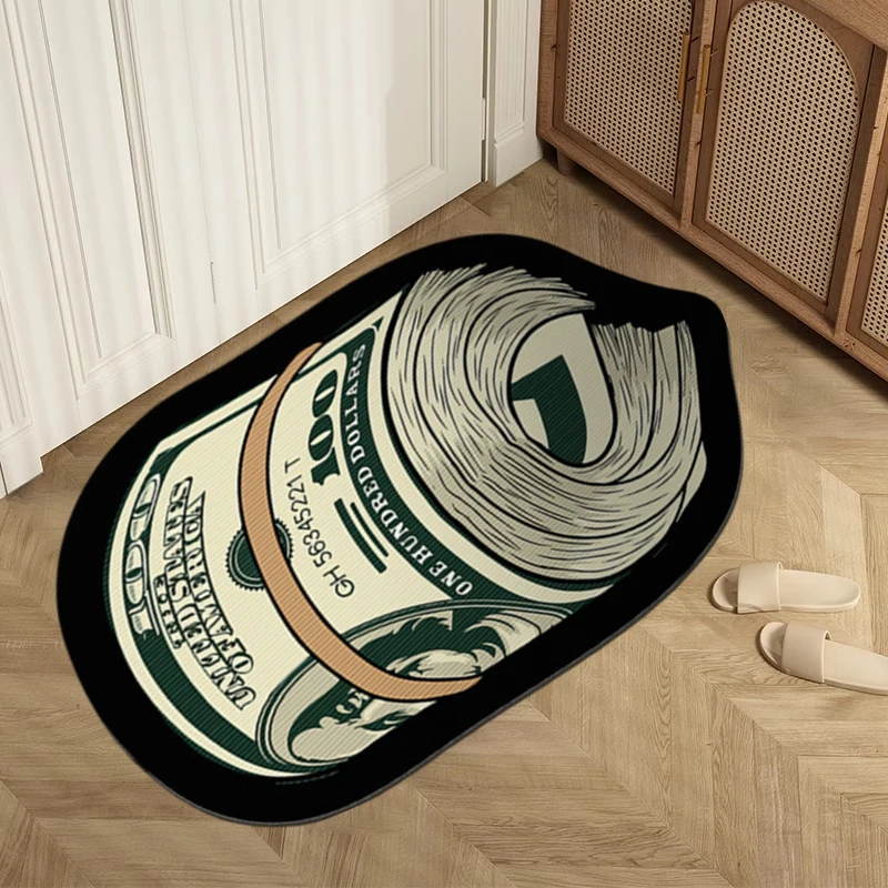 Creatief Geldvormig Tapijt Persoonlijkheid Imitatie Geld Kleed Dollar Kleed Voor Slaapkamer Onregelmatige Kunstmat Deur