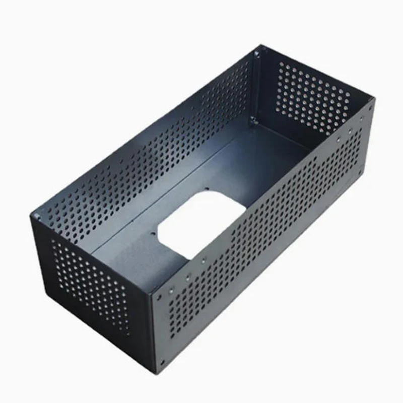 

CNC Machined Hardware Micro Machining Parts Broaching Type Accessories Carbon Steel Black Porous Chassis Case