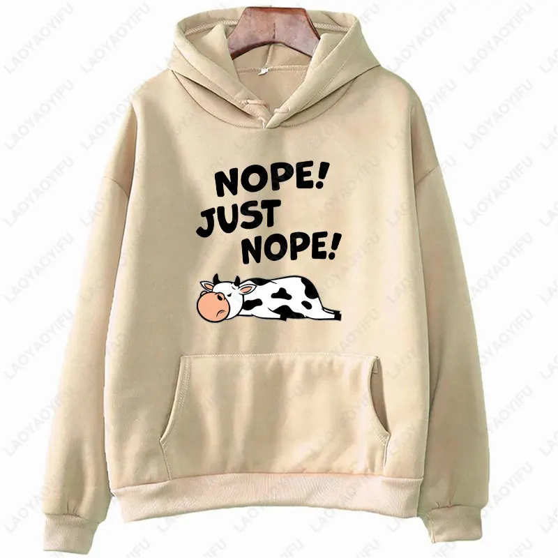 Sweats à capuche College vaches drôles pour femmes, Nnegoing Not Today, Streetwear Hip Hop, Pulls Kawaii, PVD, Printemps, Automne, 2023