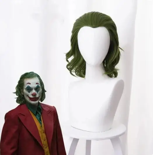 

Movie Joker Origin Clown Joker Wig Cosplay Costume Joaquin Phoenix Arthur Fleck Curly Green Heat Resistant Synthetic Hair