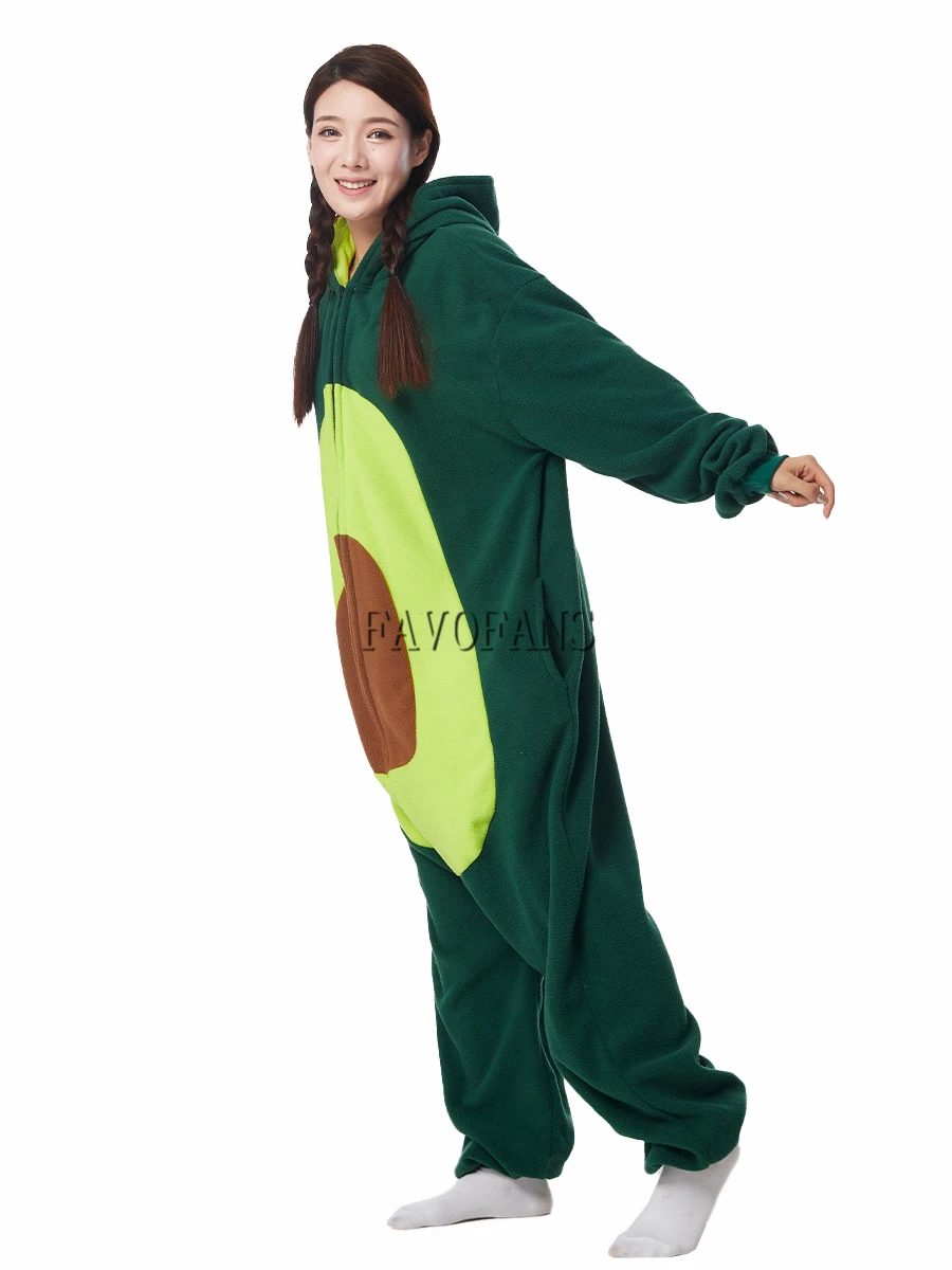 Favofans Kigurumi Onesie Avocado Pajamas For Adult Women Men Cute Animal Fruit Pyjamas Homewear Halloween Cosplay Party Costume