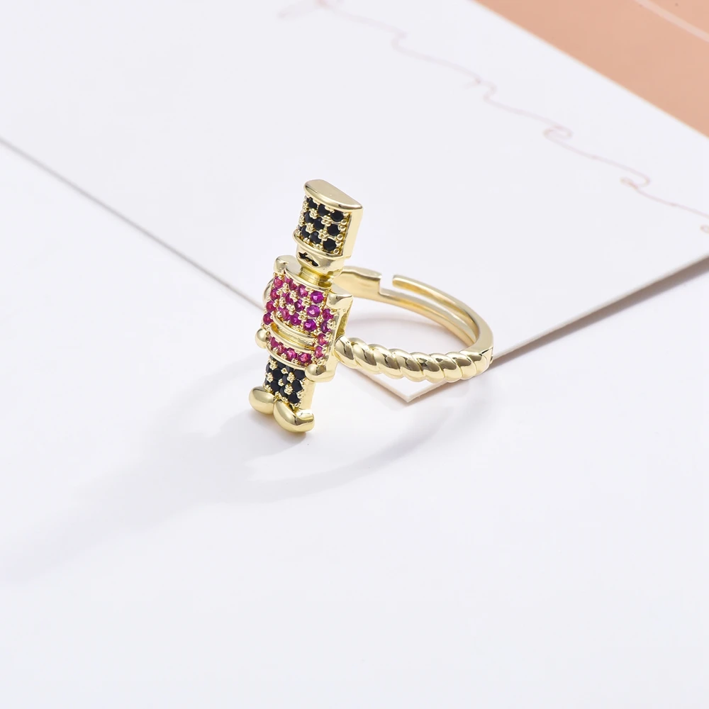 Nutcracker Colorful Crystal Adjustable Ring Sparkling Luxury Cartoon Jewelry Accessories Opening Ring for Women Girls Gift