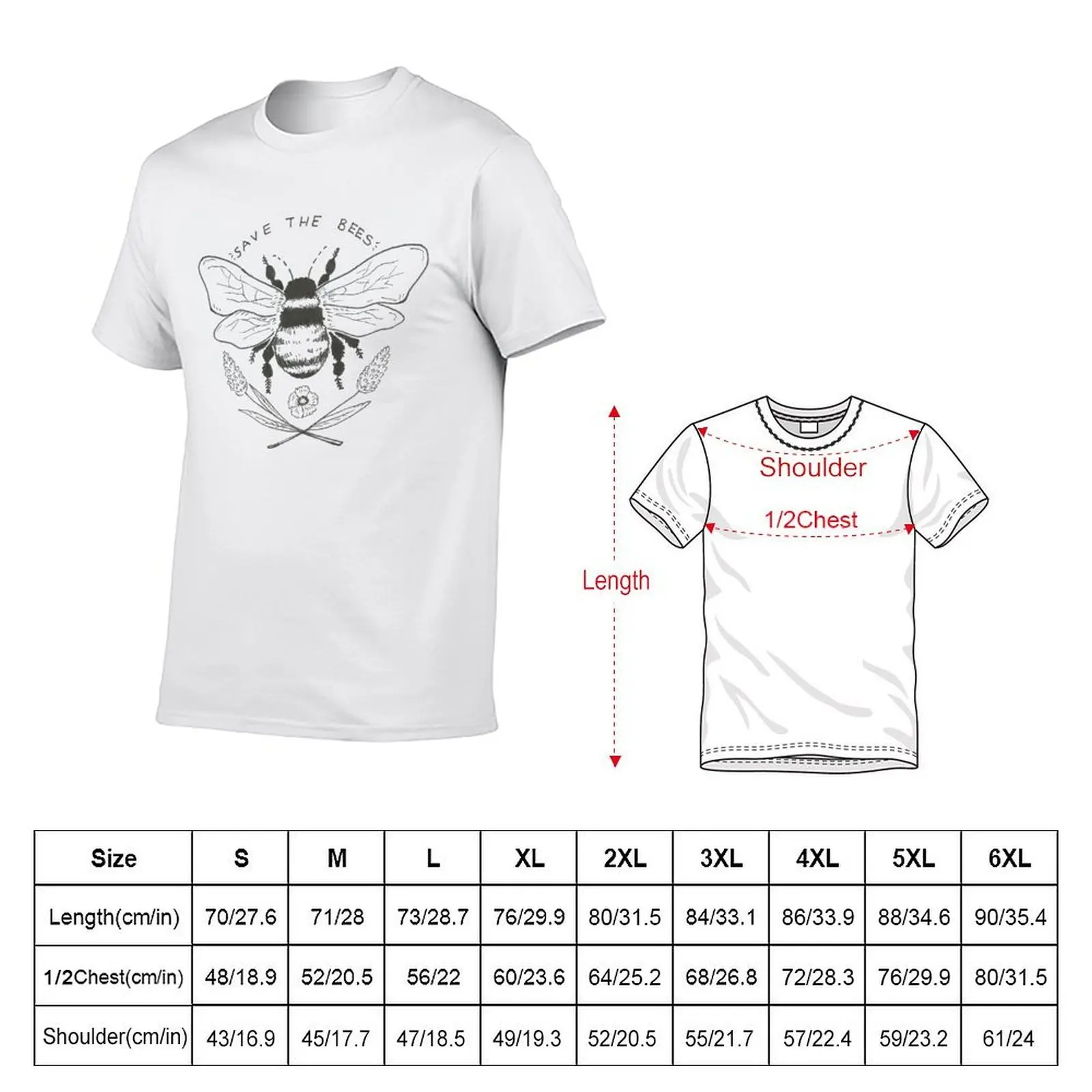 save the bees T-Shirt t shirts for man pack cotton anime t shirts oversize T-Shirt