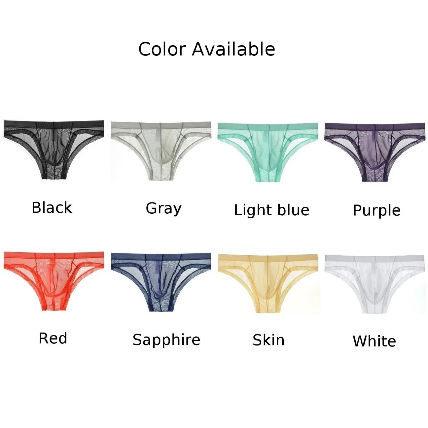 Mens Sheer Mesh Briefs Low-Rise Bulge Pouch Underwear Male Ultra-thin Erotic Panties See Through Underpants Breathable Knickers