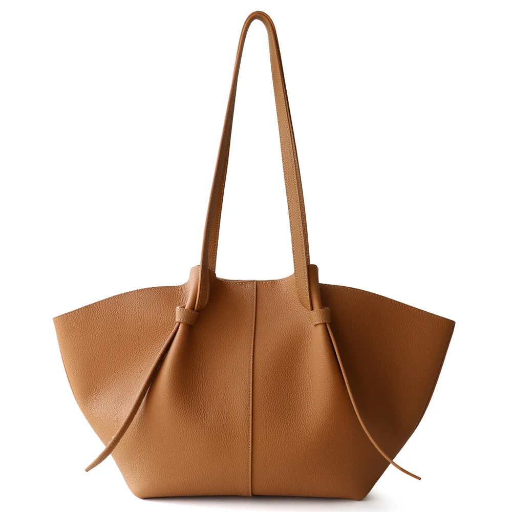 

Cowhide Tote Bags for Women Fashion Designer Handbags Large Capacity Wing Bag Litchi Frosted Two Styles Fits IPad Office