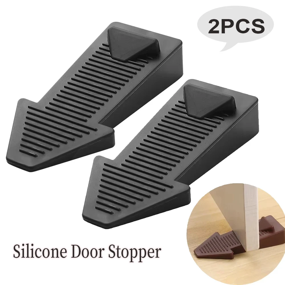 2Pcs Arrow Shaped Mute Door Stopper PVC Non-slip Floor Holder Hidden Anti-Collision Door Handle Wall Protectors Home Hardware