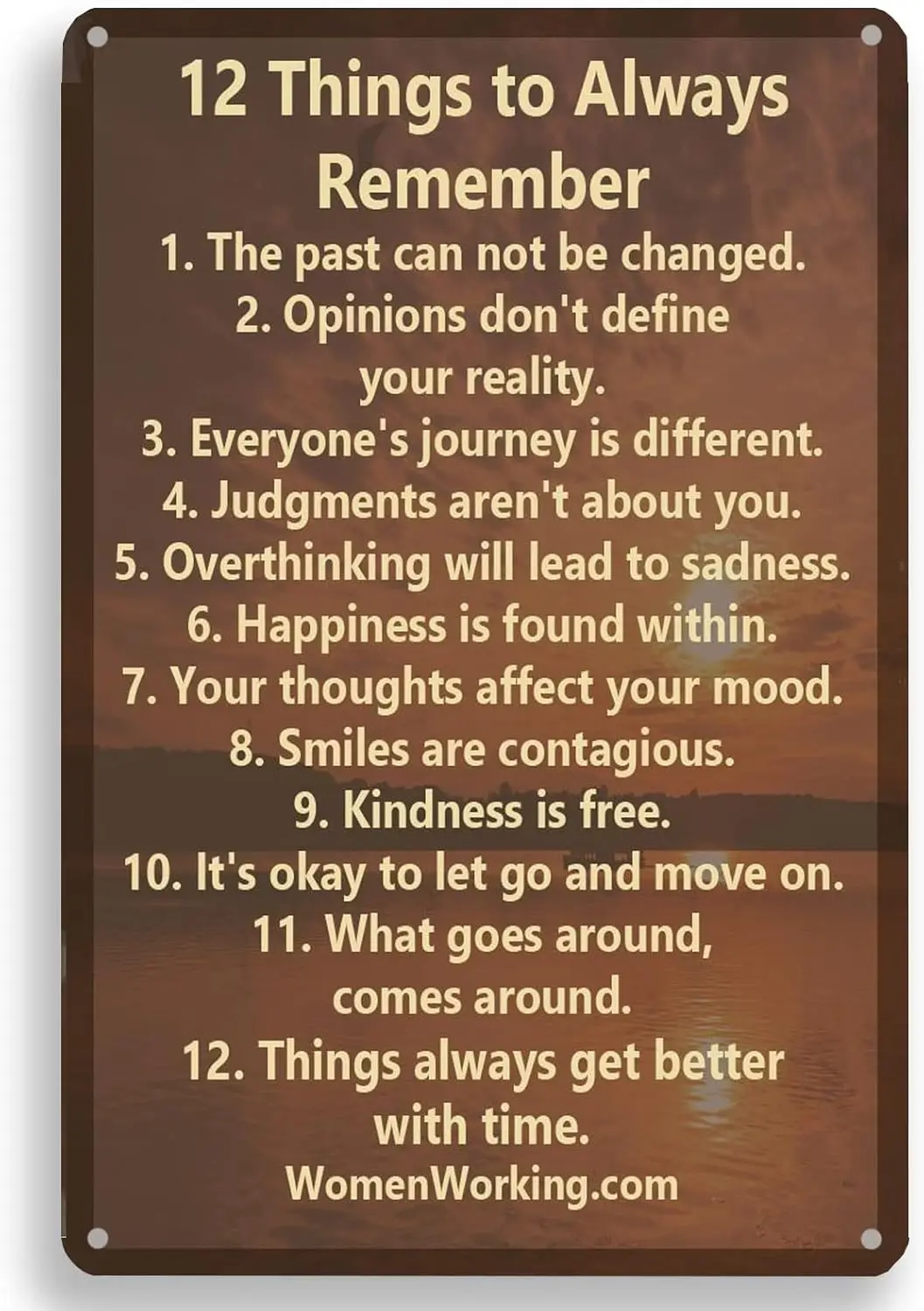 1 г, 12 вещей на всегда памят, забавная металлическая вывеска, прошлая не может быть изменен мотивационная настенная художественная жестяная вывеска для дома, фермерского дома B 1 г, 12 вещей на всегда памят, забавная металлическая вывеска, прошлая не может быть изменен мотивационная настенная художественная жестяная вывеска для дома, фермерского дома B