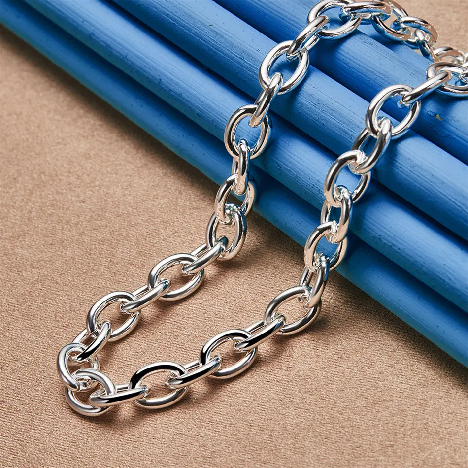 Charm 925 Sterling Silver Thick Round Chain Necklace Men Women Fashion Party Wedding Gift Jewelry